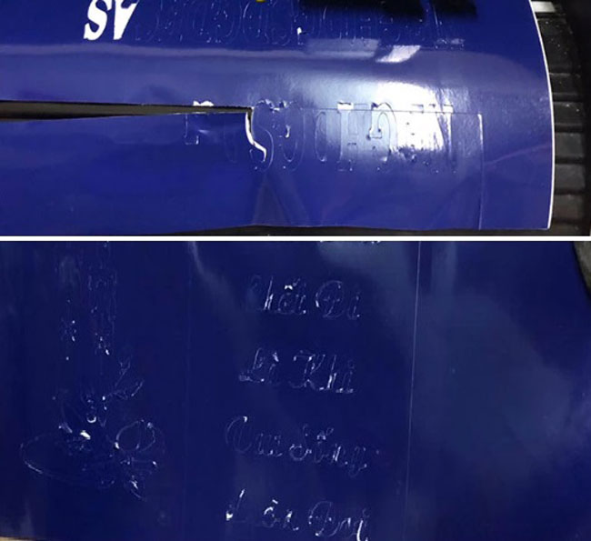 Lỗi máy cắt decal sần sùi; bong tróc