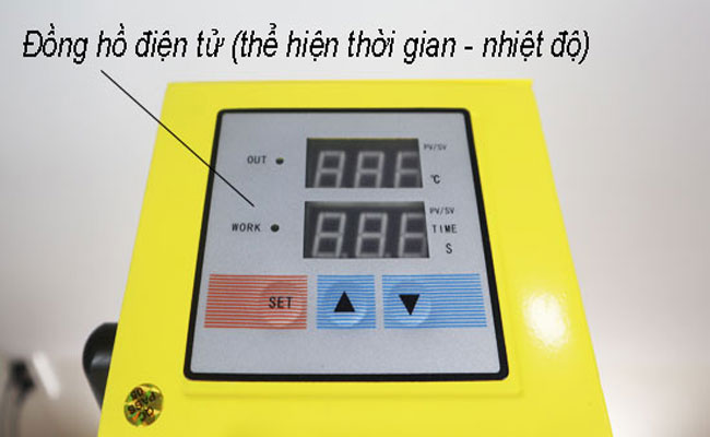 Đồng hồ hiển thị máy ép nhiệt cao áp 38x38 mâm kéo